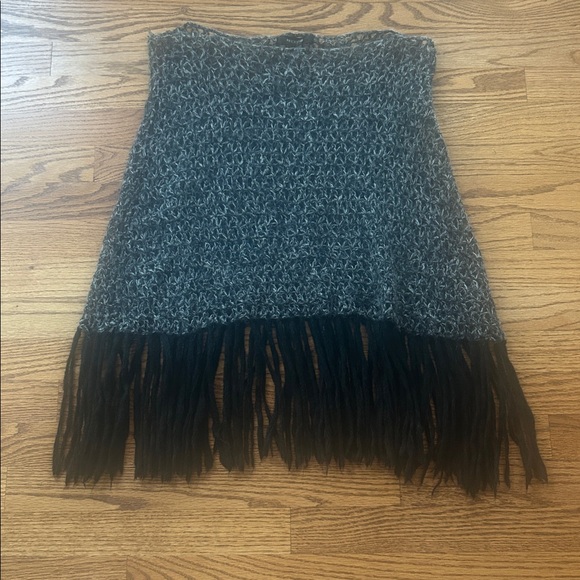 Arden B Vintage Black and Gray Knit Poncho One Size - Picture 1 of 12